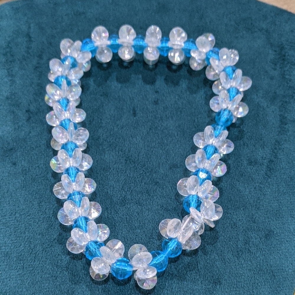 Elegant Blue and Clear Beaded Necklace